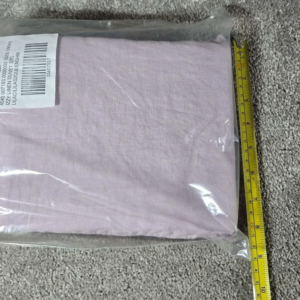 Anthropologie Izzy Linen Duvet Cover Lilac Solid - 2 Queen Standard Shams